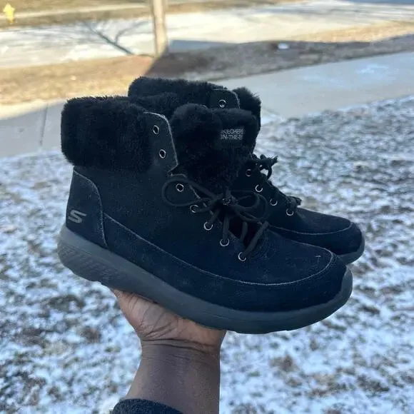 Skechers On The Go Gen 5 Women’s Faux Fur Lined Leather Winter Boots Size 8.5 - Picture 10 of 13